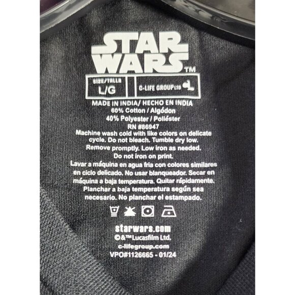 Star Wars Large Cotton/Polyester Machine Washable Lucasfilm Crew Neck Shirt - Picture 8 of 9